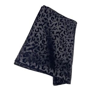 Vintage Exclusively for Lord & Taylor Black Velvet Pattern Throw Blanket 25x80”